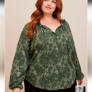 Torrid Doctor Who Crinkle Gauze Tie Front Peasant Blouse